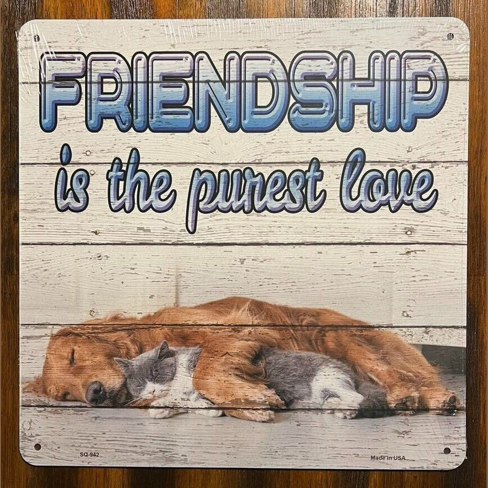 Pet Friendship Novelty Metal Square Sign Home & Garden:Home Décor:Plaques & Signs Style Your Walls